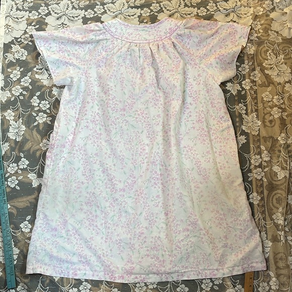 Vtg Lady Manhattan Nightgown Purple White Floral Snap Front Pocket - Picture 13 of 14